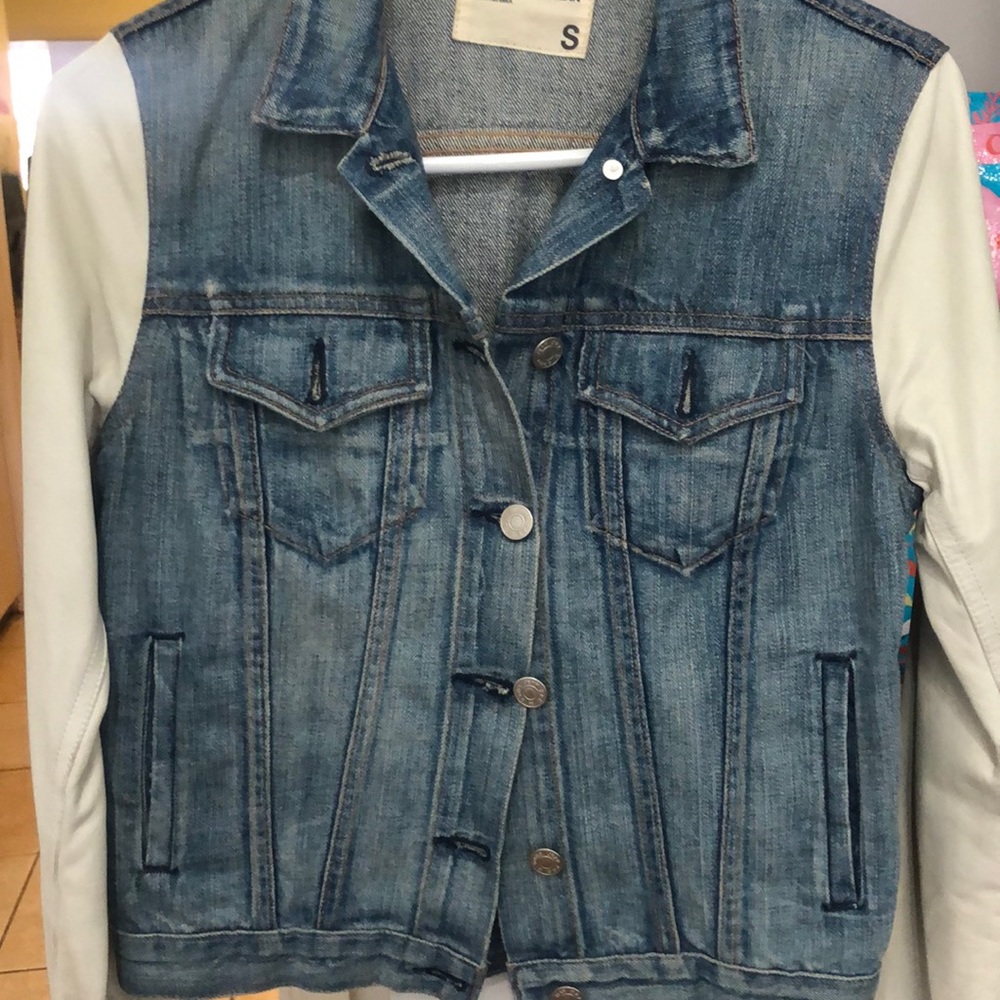 rag & bone/JEAN Small denim jacket/leather sleeves - Picture 8 of 8